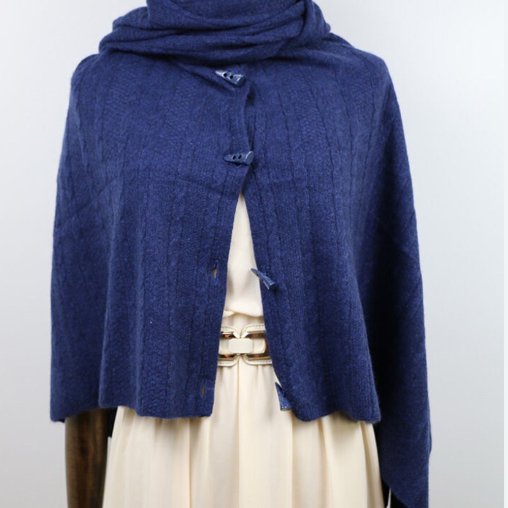 Woo Shanghai Luxury Brand Cashmere Scarf Wrap ,Shawl ,Cape, Chorcoal Gray - Picture 14 of 16